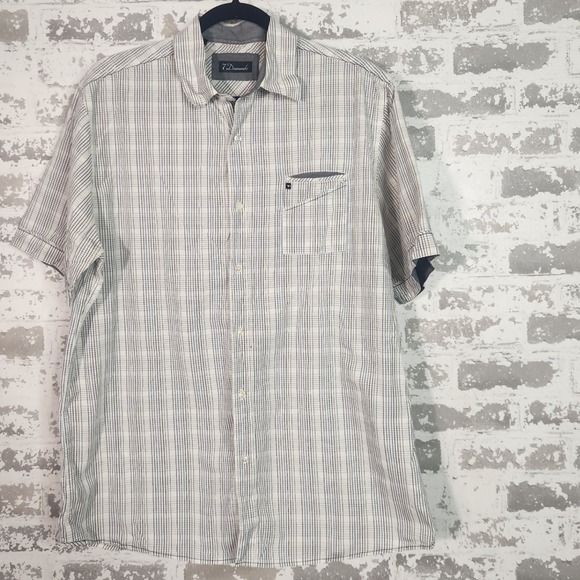 7 Diamonds Other - 7 Diamonds Button Up Shirt Mens XL White Blue‎ Plaid Short Sleeve Casual Preppy